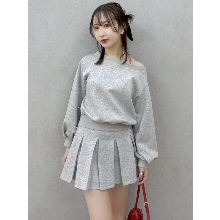 セットアップ対応】ボックスプリーツカットミニスカート[品番