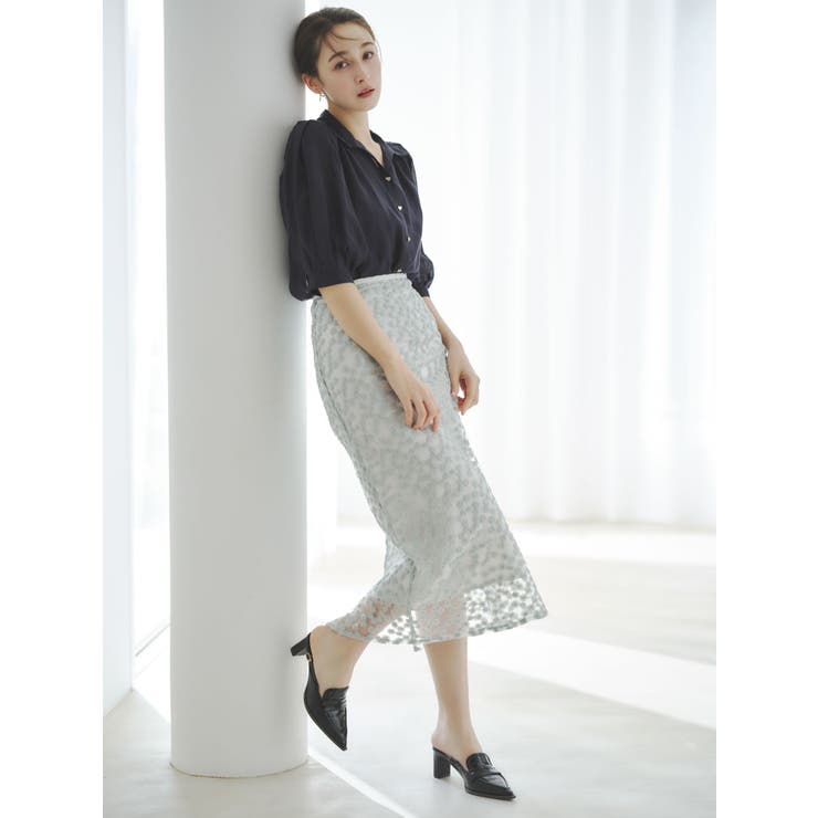 ブルー | 【藤井サチコラボ】マーガレットフラワータイトスカート | dazzlin