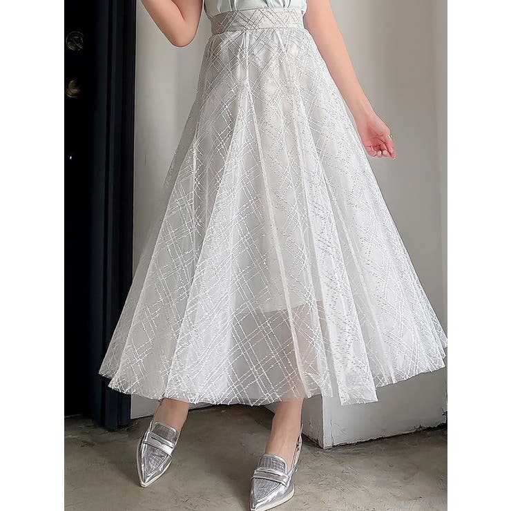 グレー | 【再生産】スパンコールチュールスカート | dazzlin