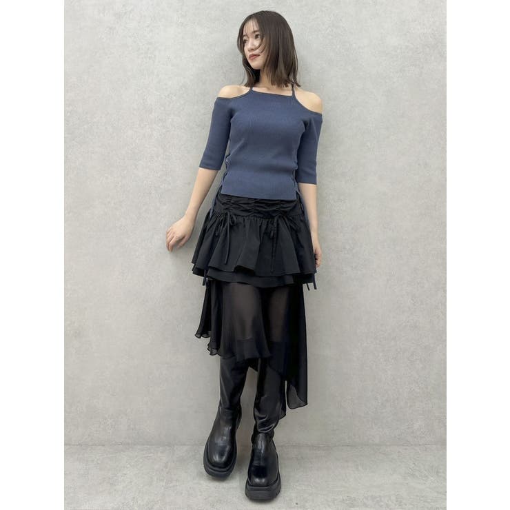 サイドクロスオープンボレロニット[品番：MKSW0062854]｜dazzlin