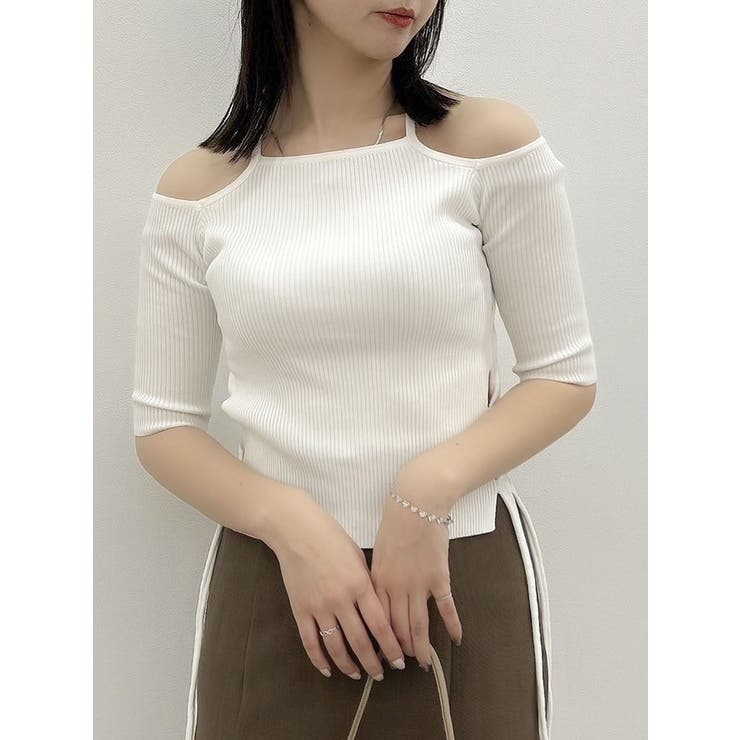 オフホワイト | サイドクロスオープンボレロニット | dazzlin