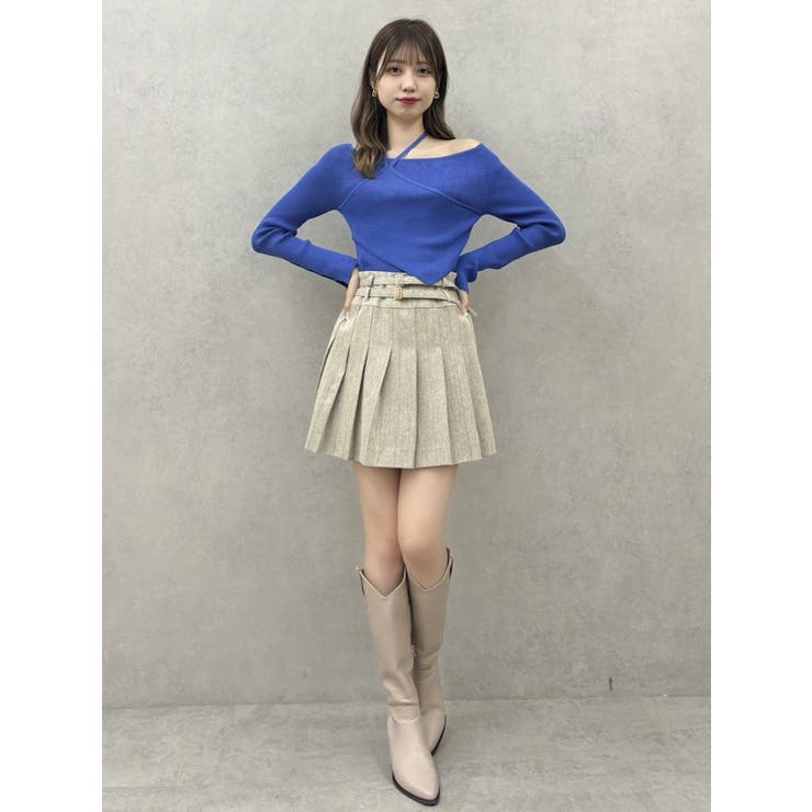 【SALE】　dazzlin レイヤードオフショルバックリボンニット　0225226002 レイヤードオフショルバックリボンニット[品番：MKSW0061628