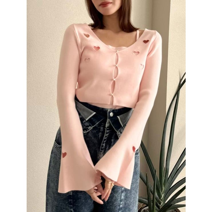 レイヤードライクハートカットアウトトップス[品番：MKSW0062691