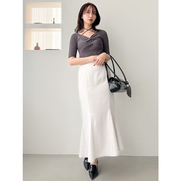 フロントツイストリボン5分袖ニットトップス | dazzlin | 詳細画像12 