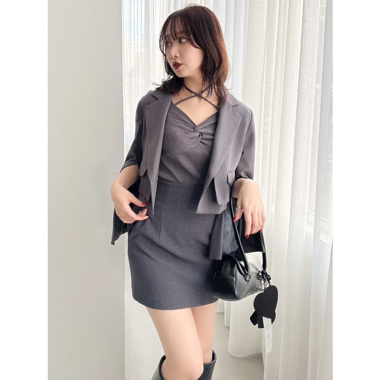 フロントツイストリボン5分袖ニットトップス | dazzlin | 詳細画像18 