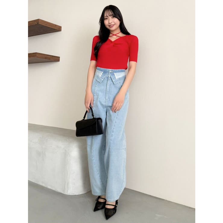 フロントツイストリボン5分袖ニットトップス | dazzlin | 詳細画像23 