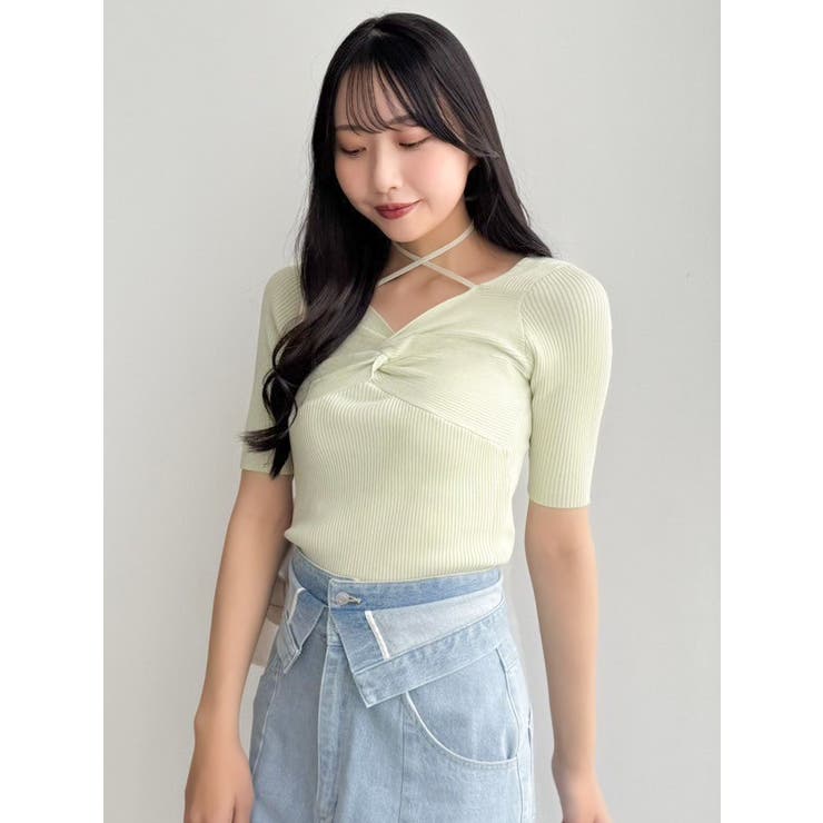 フロントツイストリボン5分袖ニットトップス | dazzlin | 詳細画像30 