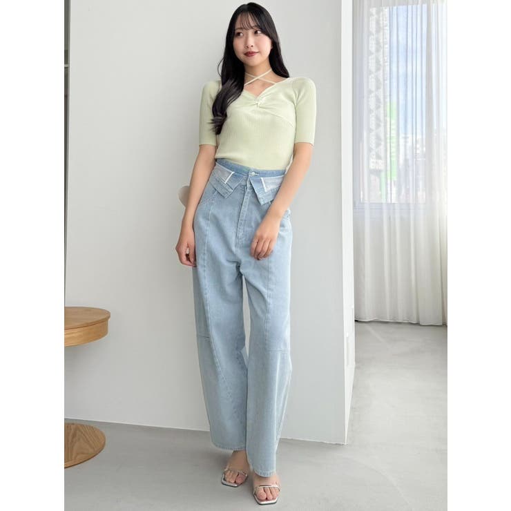 フロントツイストリボン5分袖ニットトップス | dazzlin | 詳細画像34 