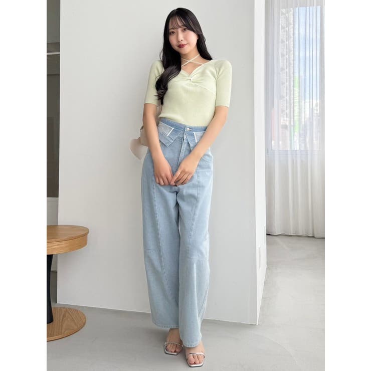 フロントツイストリボン5分袖ニットトップス | dazzlin | 詳細画像35 