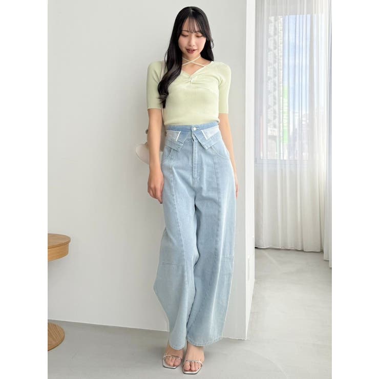 フロントツイストリボン5分袖ニットトップス | dazzlin | 詳細画像36 