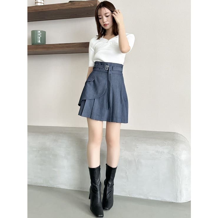 フロントツイストリボン5分袖ニットトップス | dazzlin | 詳細画像6 