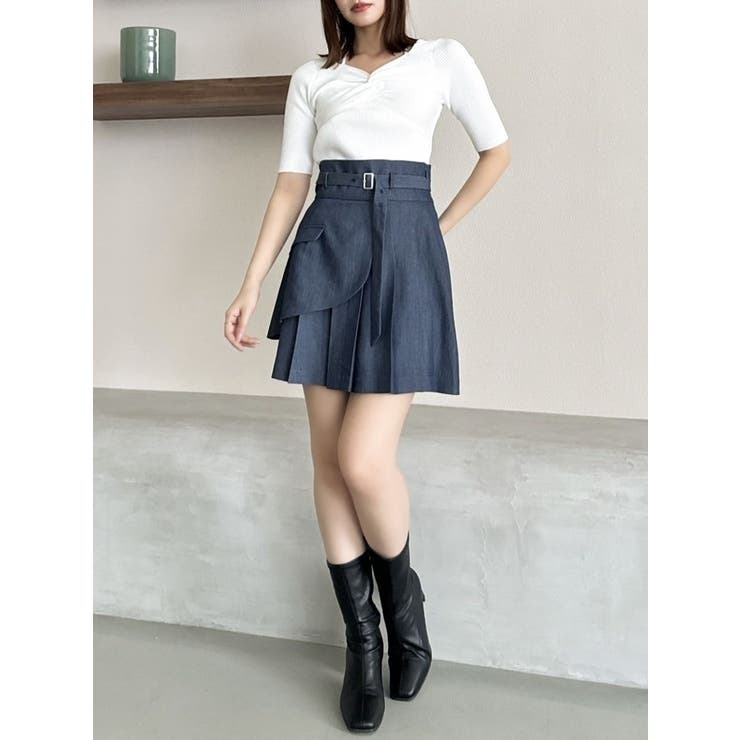 フロントツイストリボン5分袖ニットトップス | dazzlin | 詳細画像7 