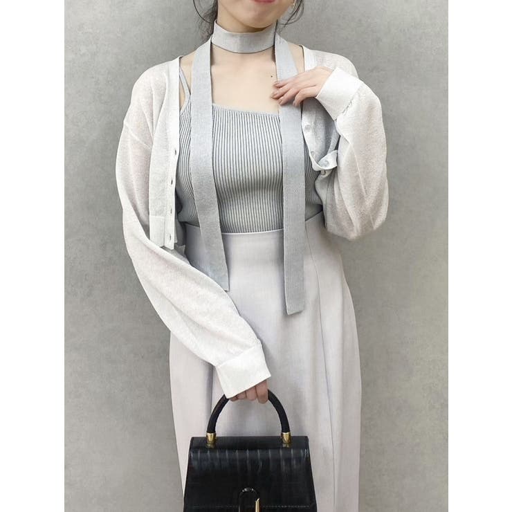 ライトグレー | シアーカーデタイセットニット | dazzlin