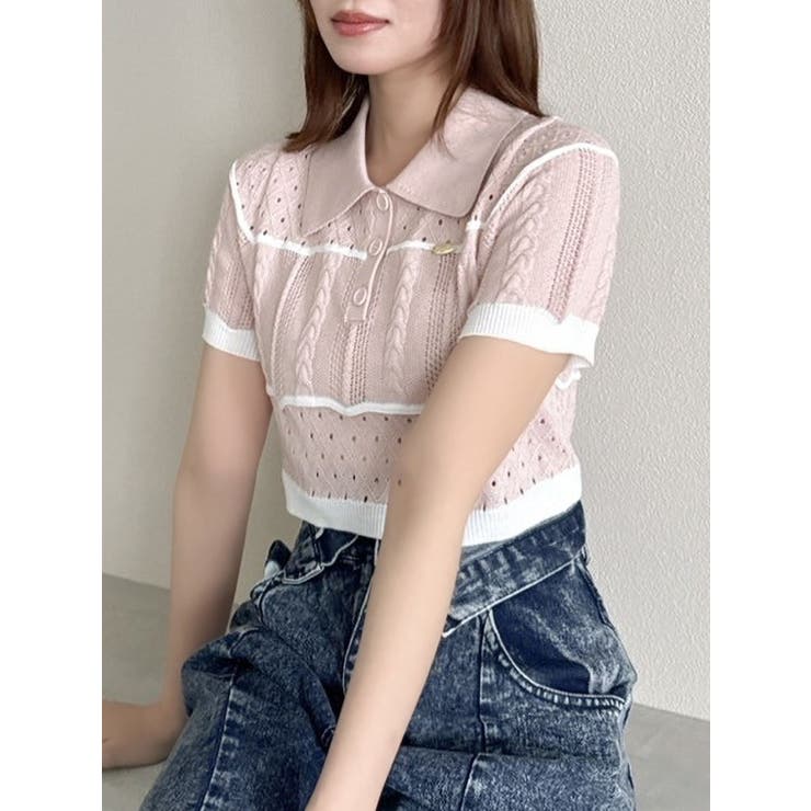 ピンク | ハピネスカラーポロニット | dazzlin