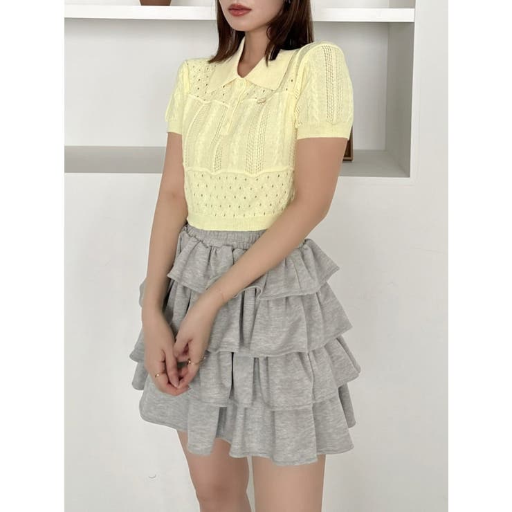 イエロー | ハピネスカラーポロニット | dazzlin