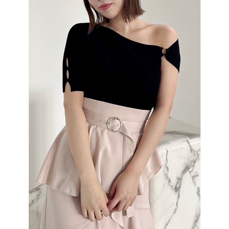 ブラック | ワンショルリングリブニット | dazzlin