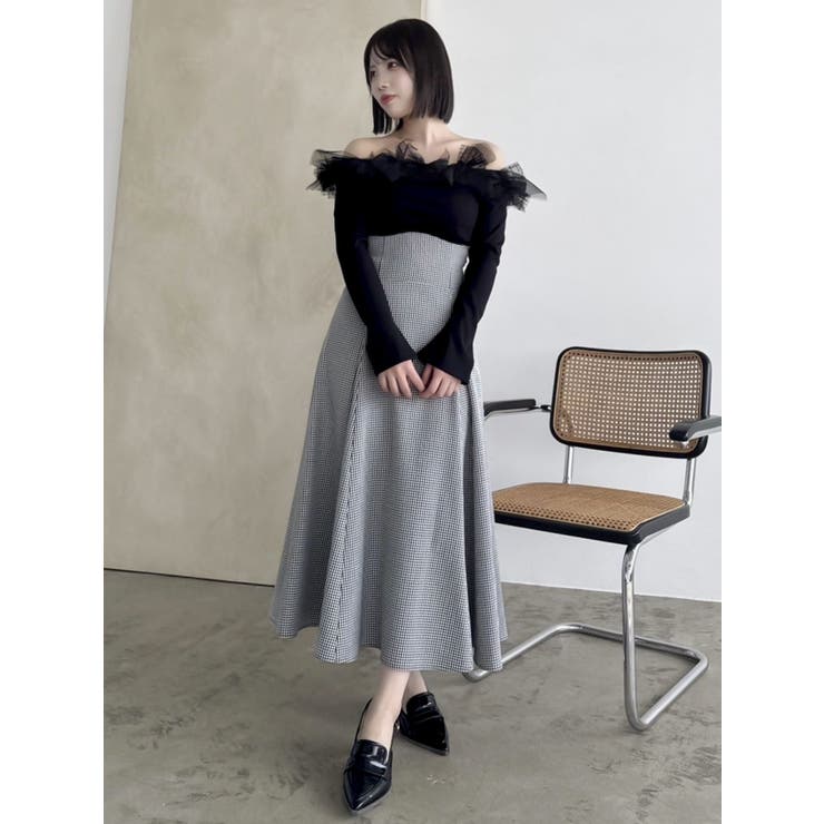 オフショルリボンカットトップス[品番：MKSW0062958]｜dazzlin