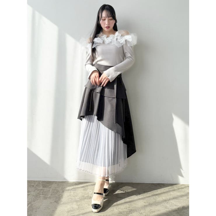 オフショルリボンカットトップス[品番：MKSW0062958]｜dazzlin