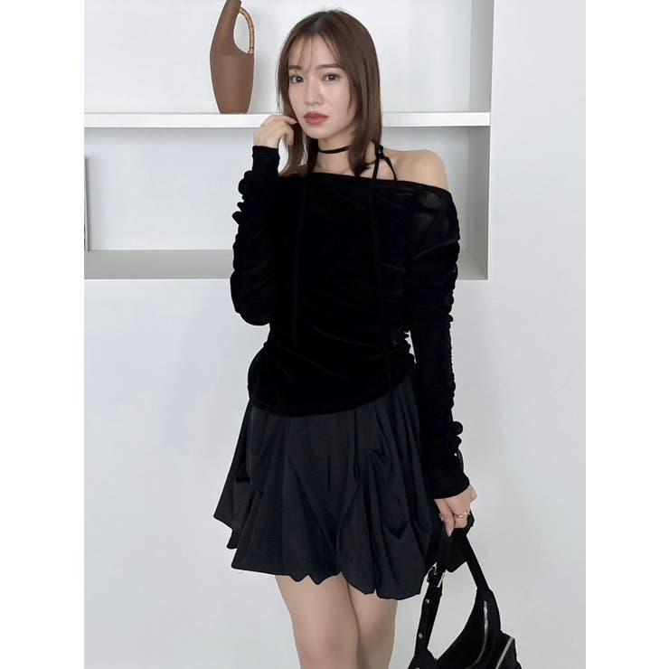 アシメギャザーシアーベロアカットソー | dazzlin | 詳細画像10 