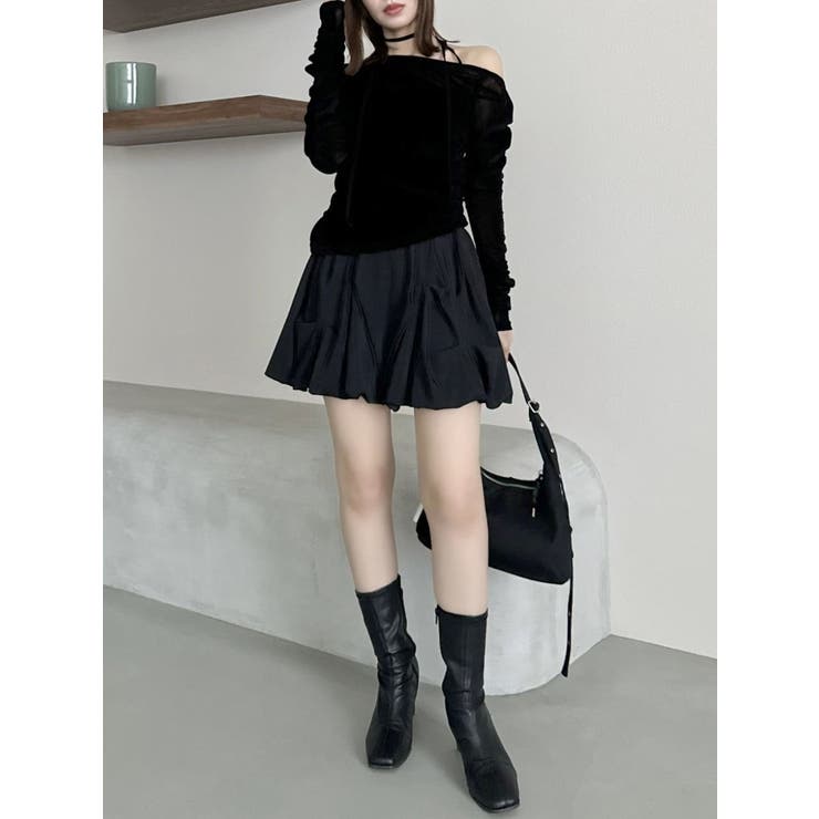 アシメギャザーシアーベロアカットソー[品番：MKSW0062857