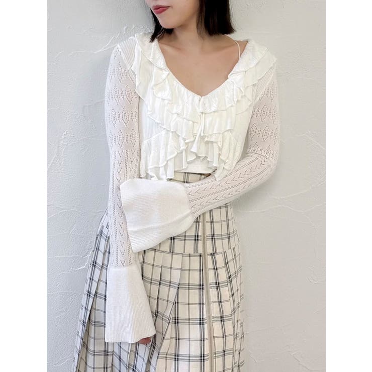 【SALE】　dazzlin ペプラムフリルリボンカーデ　0225228001 ペプラムフリルリボンカーデ[品番：MKSW0061629]｜dazzlin