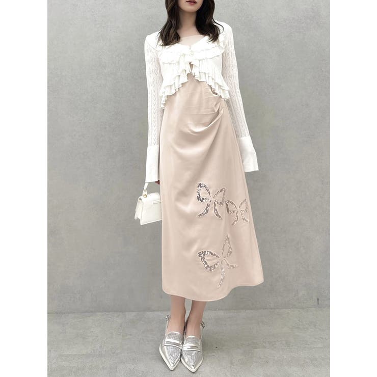 【SALE】　dazzlin ペプラムフリルリボンカーデ　0225228001 ペプラムフリルリボンカーデ[品番：MKSW0061629]｜dazzlin