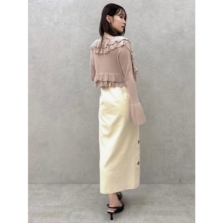 【SALE】　dazzlin ペプラムフリルリボンカーデ　0225228001 ペプラムフリルリボンカーデ[品番：MKSW0061629]｜dazzlin