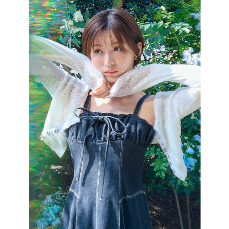 レースホックショートカーデ[品番：MKSW0063398]｜dazzlin