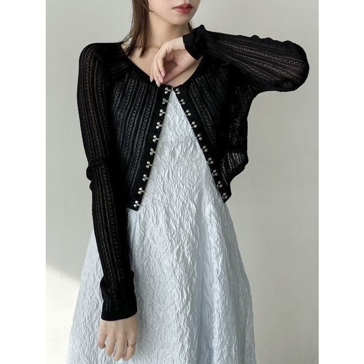 ブラック | レースホックショートカーデ | dazzlin
