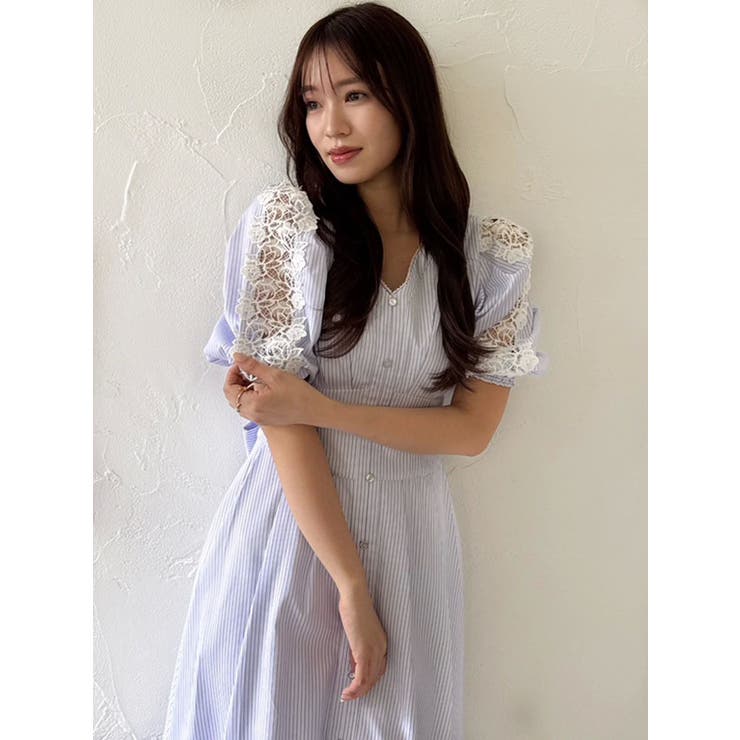 dazzlin エアリーレースブルゾン ワンピースセット セットアップ対応