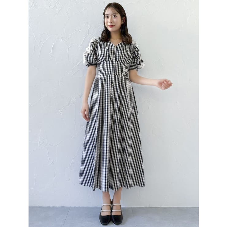 dazzlin ワンピース 美品 レースドッキングスリーブワンピース[品番：MKSW0064223]｜dazzlin