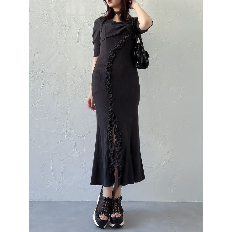 アシメレイヤードカットワンピース[品番：MKSW0064421]｜dazzlin