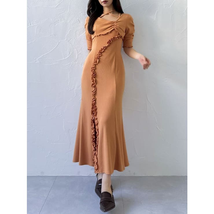 オレンジ | アシメレイヤードカットワンピース | dazzlin