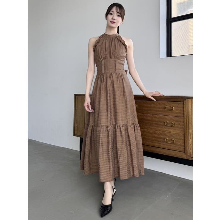 今シーズン品！　アメスリフリルシェイプワンピース　ウエスト一部ゴム：66～73 アメスリフリルシェイプワンピース[品番：MKSW0064422]｜dazzlin