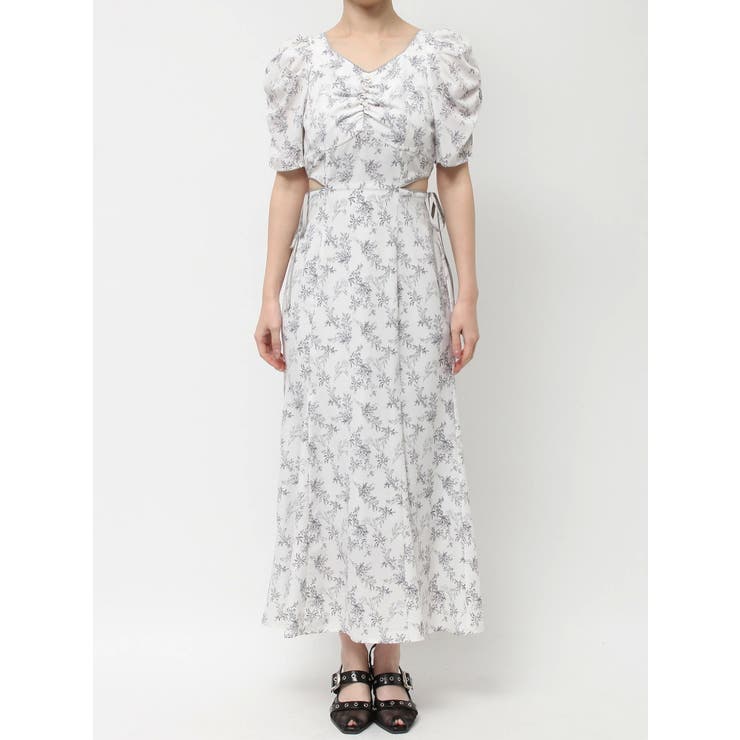 ウエストカットアウトパイピングワンピース[品番：MKSW0063664