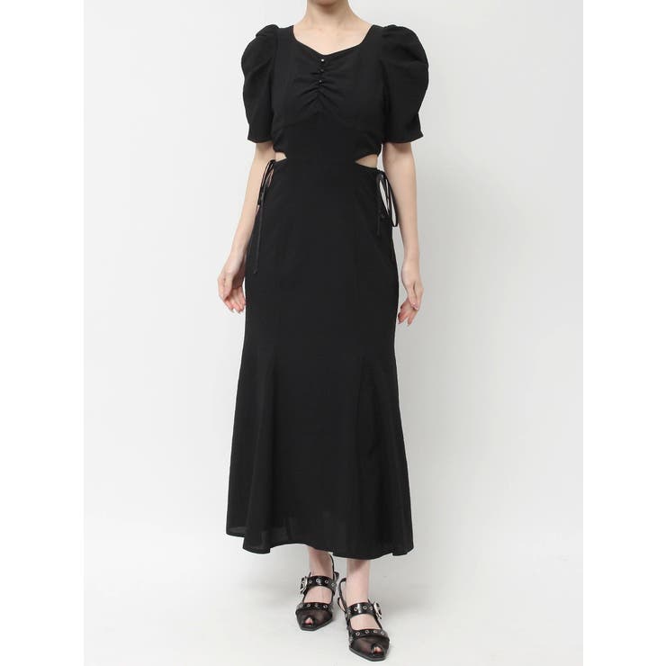 dazzlin ウエストカットアウトパイピングワンピース dazzlin ワンピース ウエストカットアウトパイピングワンピース