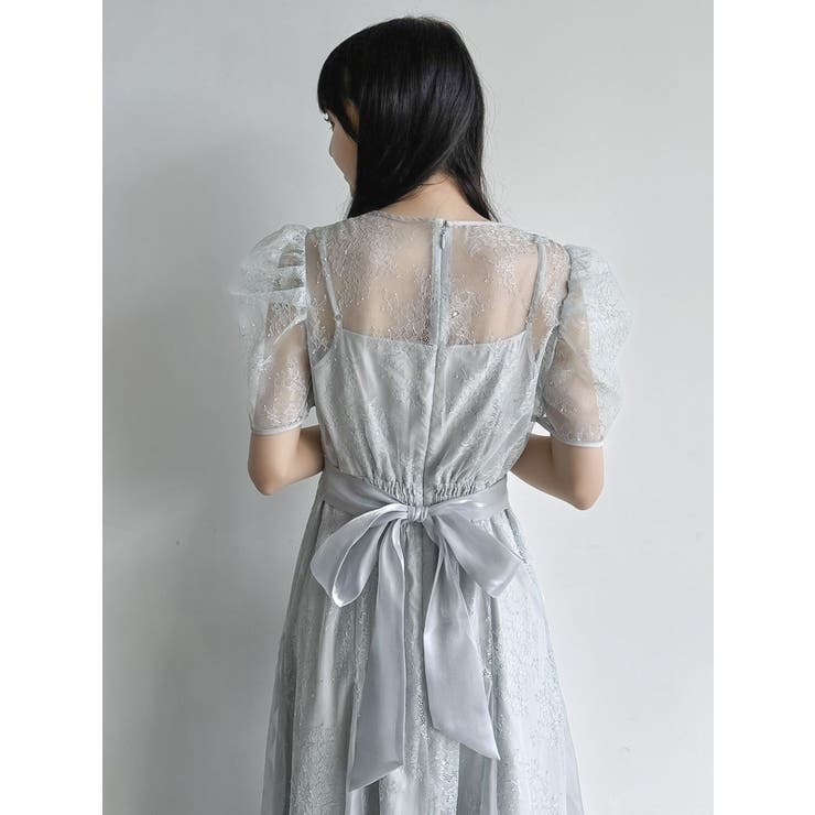 ラメチュールレースパイピングドレス[品番：MKSW0064003]｜dazzlin
