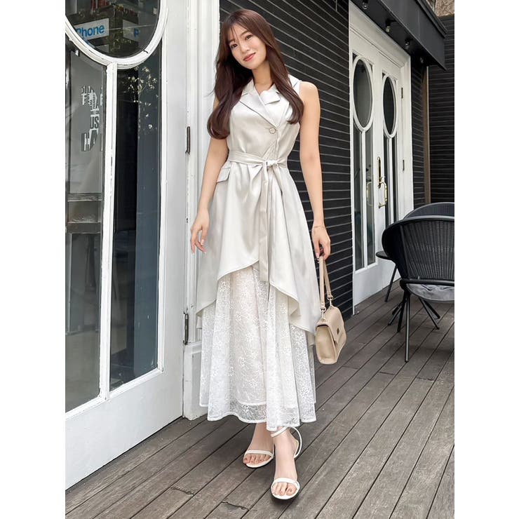 ドレープタックレイヤードワンピース[品番：MKSW0064005