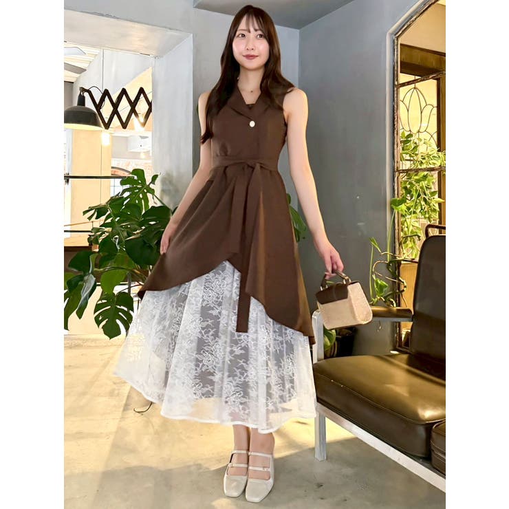 ドレープタックレイヤードワンピース[品番：MKSW0064005]｜dazzlin