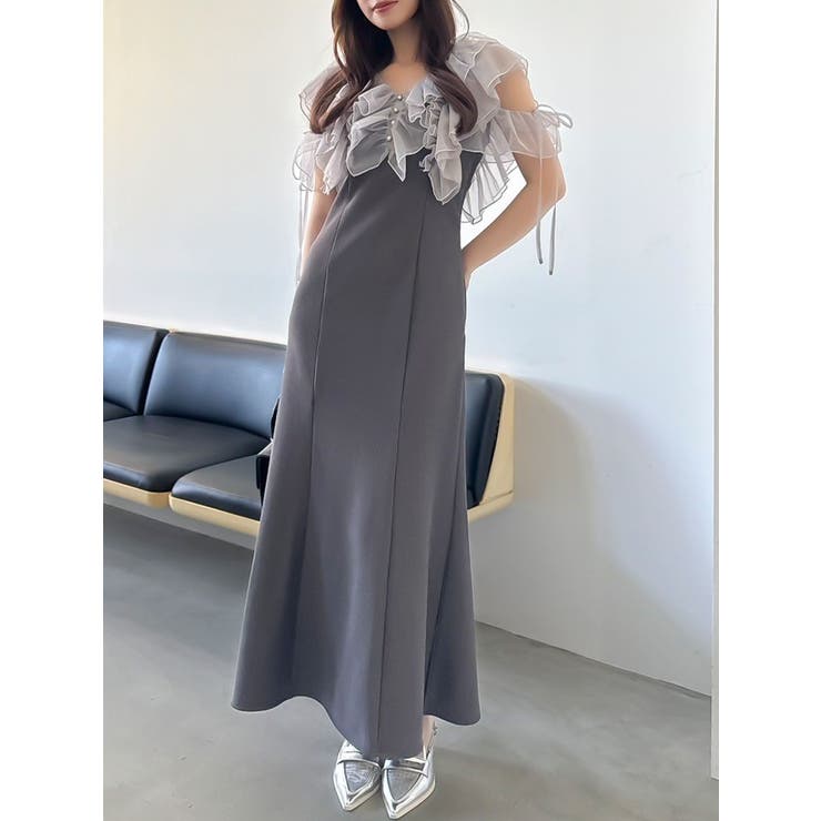 グレー | ラッフルリブワンピース | dazzlin