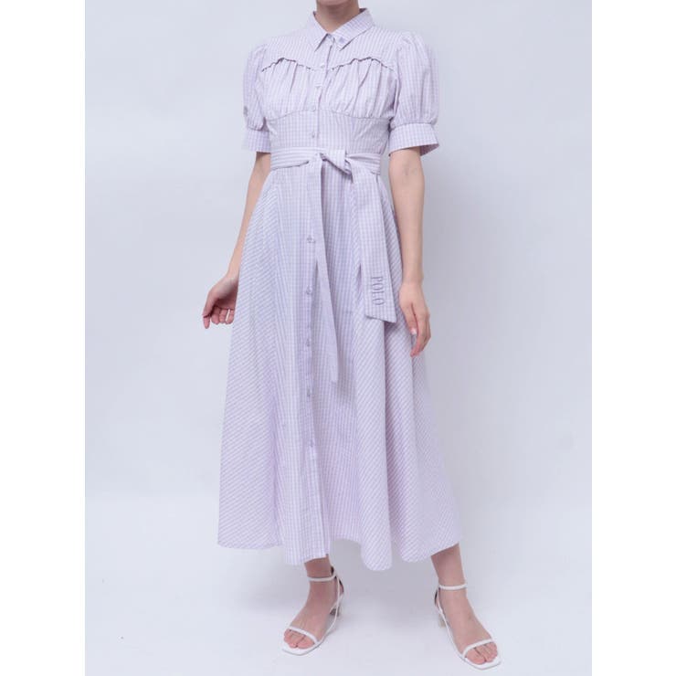 パープル | 【POLO BCSコラボ/再生産】コルセットスウィッチングシャツワンピース | dazzlin