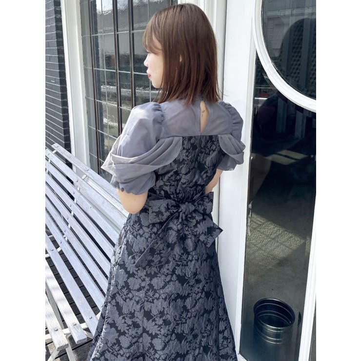 シアーベールジャガードワンピース[品番：MKSW0063399]｜dazzlin