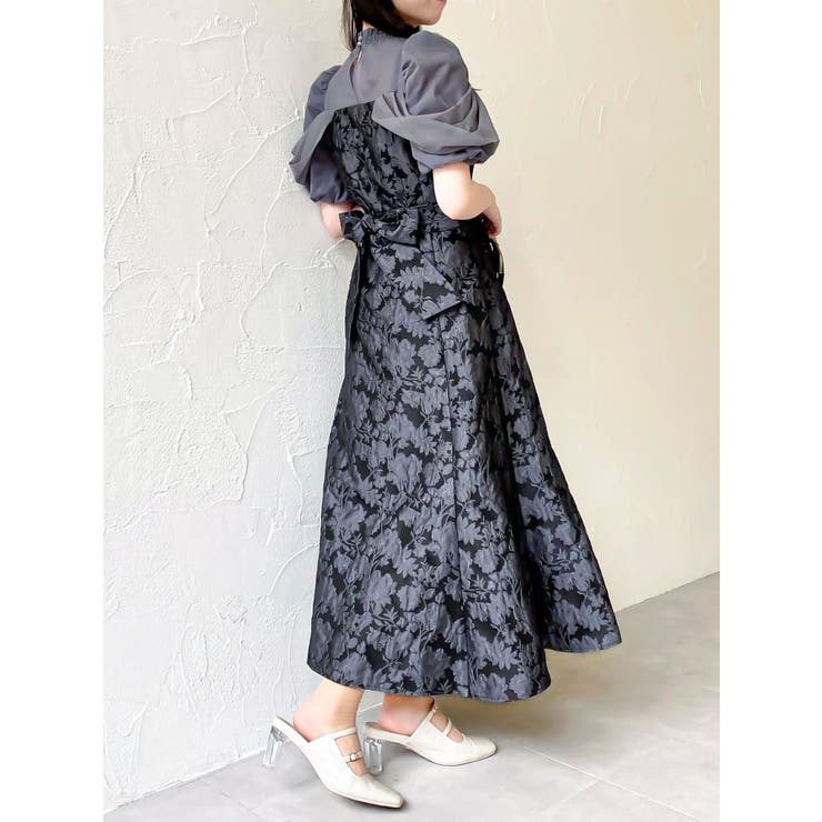 シアーベールジャガードワンピース[品番：MKSW0063399]｜dazzlin