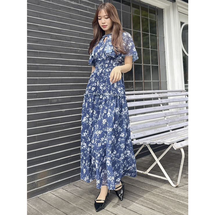 【 】ウォーターカラーフローラル ワンピース 復刻】Watercolorflowerワンピース[品番：MKSW0064228]｜dazzlin