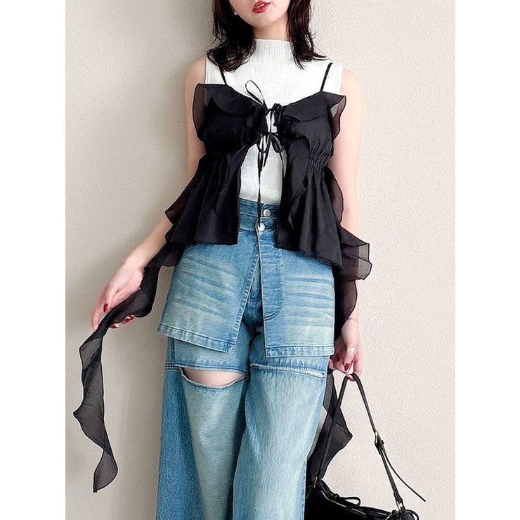 ブラック | 2WAYフルイドペプラムビスチェ | dazzlin