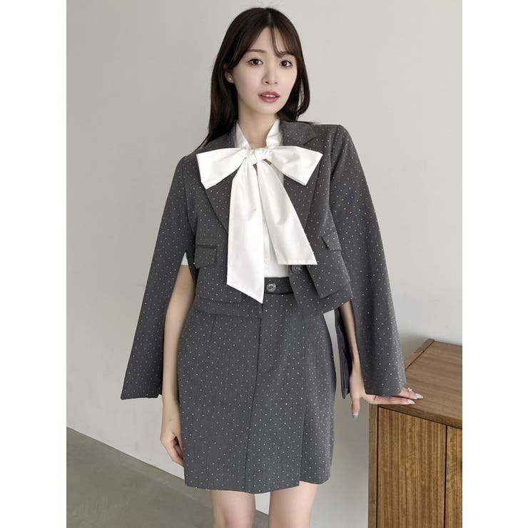 【SALE】　dazzlin ペプラムタックボウタイブラウス　0225304003 ペプラムタックボウタイブラウス[品番：MKSW0064008]｜dazzlin