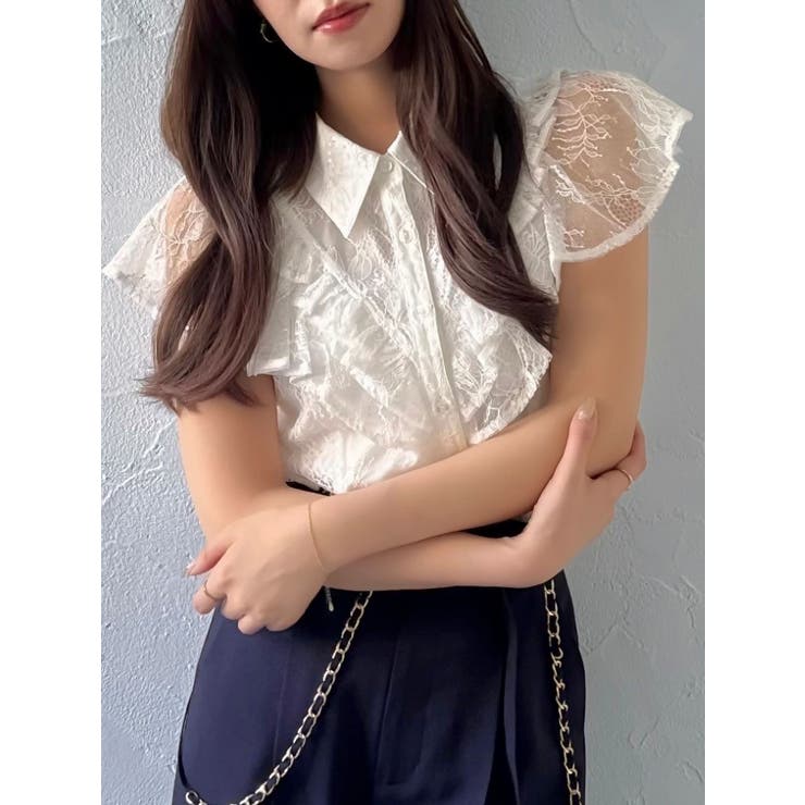 ラッフルフリルブラウス[品番：MKSW0065693]｜dazzlin（ダズリン
