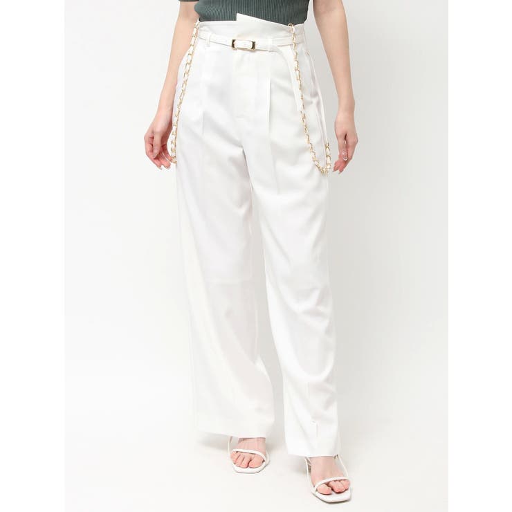 オフホワイト | ハイウエストチェーンサス付パンツ | dazzlin