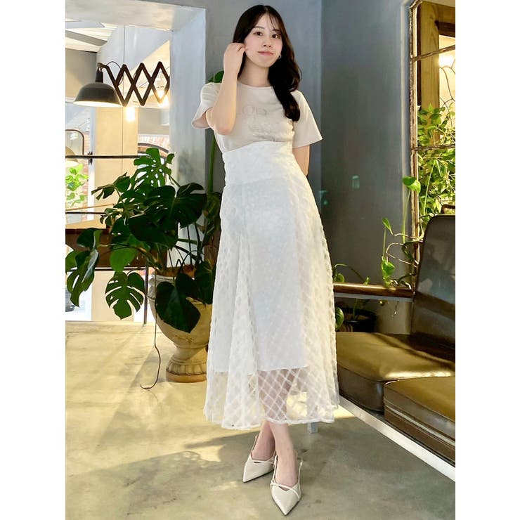 dazzlin シアーフラワーコルセットスカート ベージュ M シアーフラワーコルセットスカート｜ダズリン（dazzlin