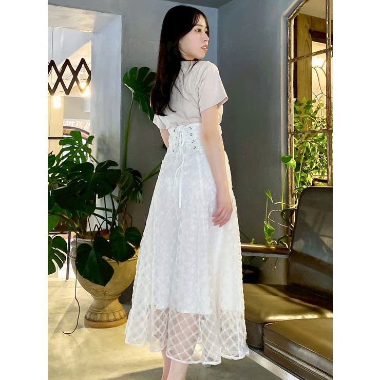 veney コルセットスカート チェックチュールコルセットスカート[品番:MKSW0064444
